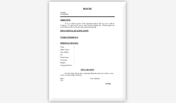 One Page Resume